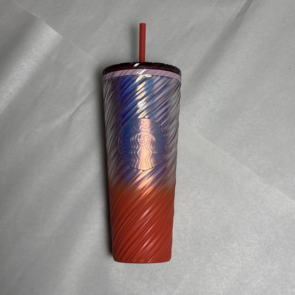 Starbucks Winter 2025 Sunrise Red Orange Pearl Ombre Swirl Venti Tumbler 24oz